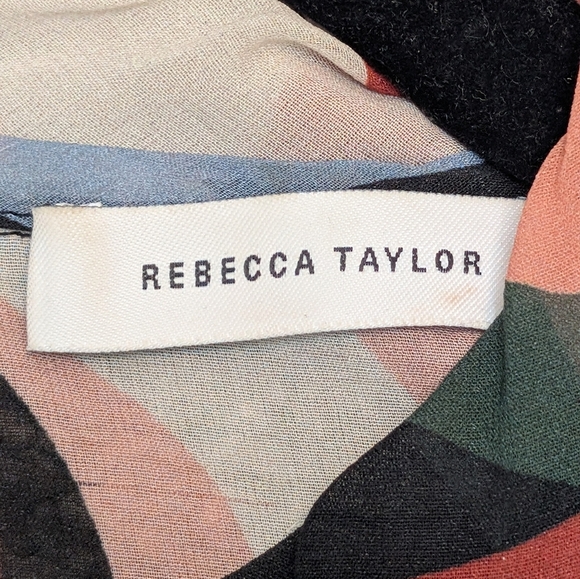 Rebecca Taylor Botanical Garden Mock Neck Silk Blouse size 4 - Picture 8 of 8